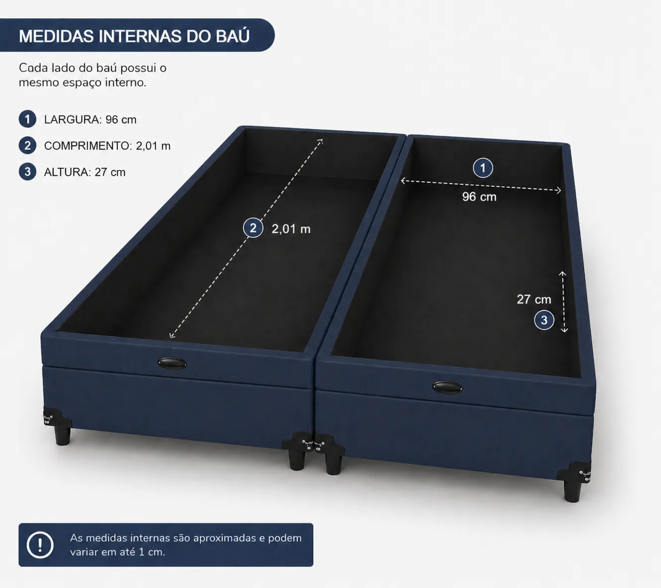 Kit Cama Box Baú + Colchão D33 Solteirão 0,96m - Azul foto 3