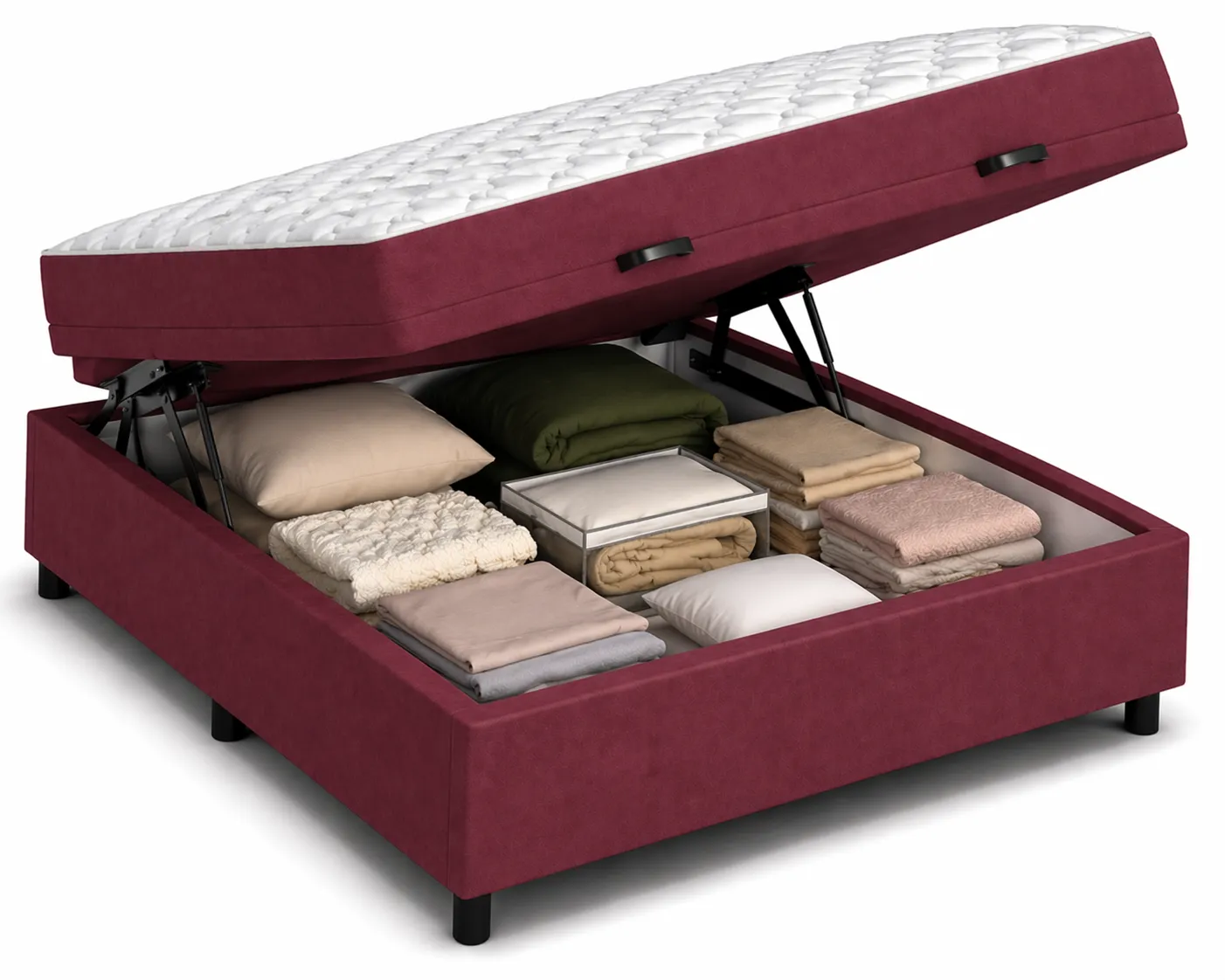 Kit Cama Box Baú + Colchão D45 Viúva 1,28m - Vinho