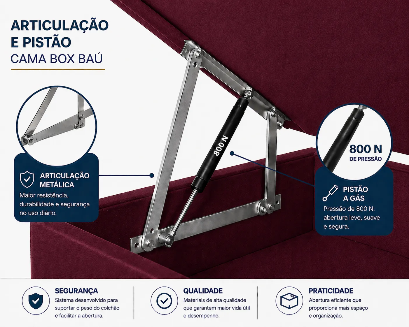 Kit Cama Box Baú + Colchão D45 Viúva 1,28m - Vinho foto 4