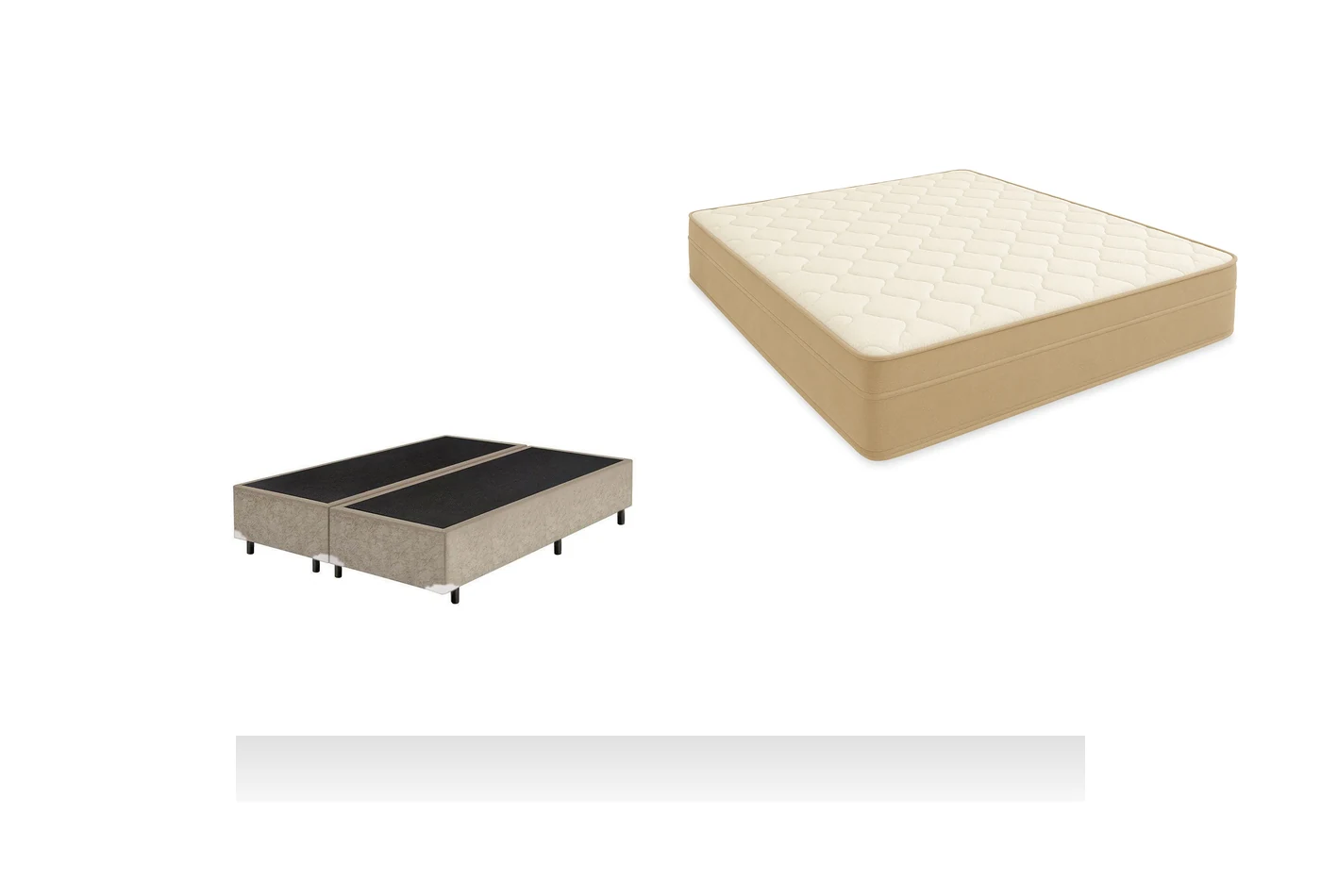 Kit Cama Box + Colchão Mola Bonnel Queen 1,58m - Bege