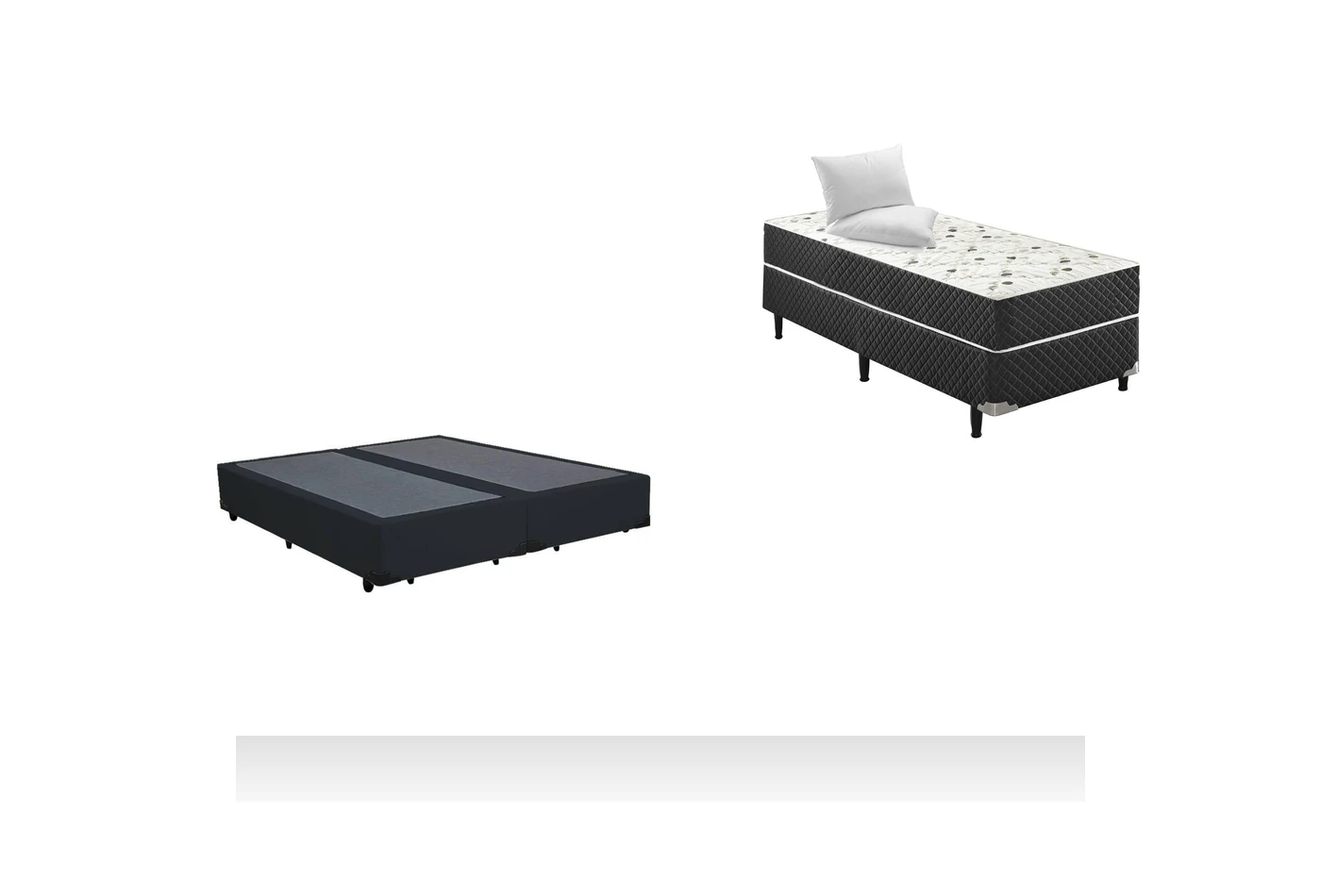 Kit Cama Box + Colchão Mola Bonnel Solteirinho 0,78m - Preto