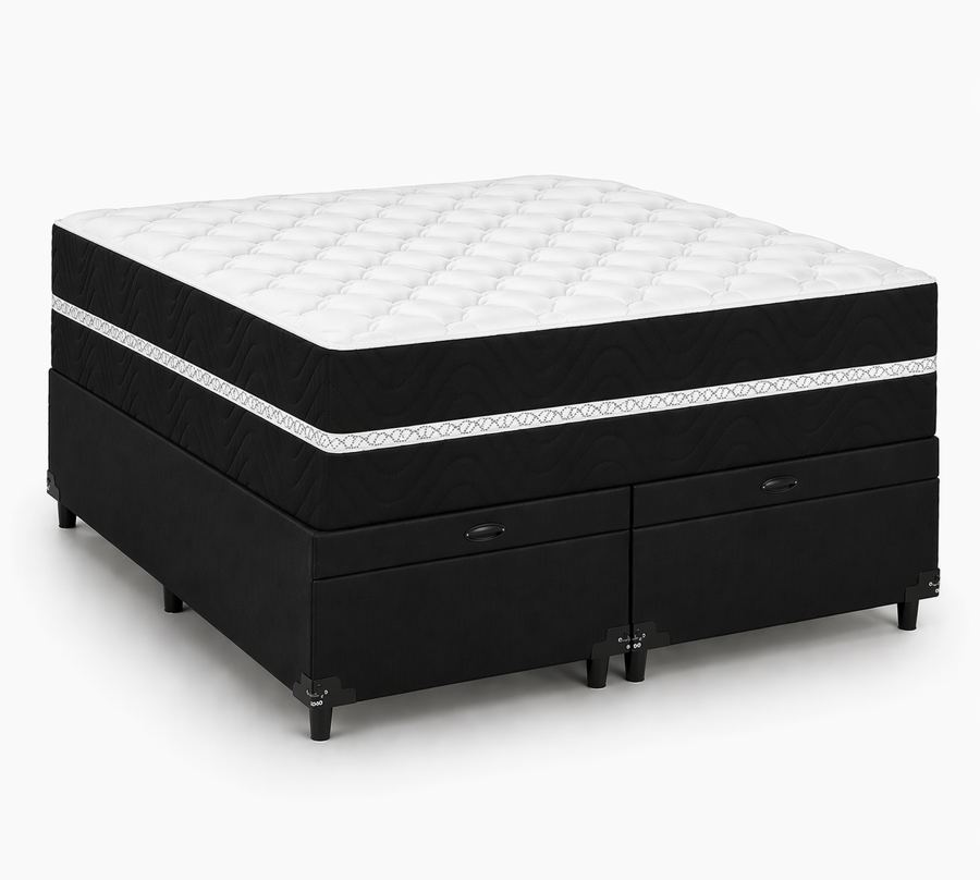 Kit Cama Box Baú + Colchão Mola Bonnel King 1,98m - Preto foto 2