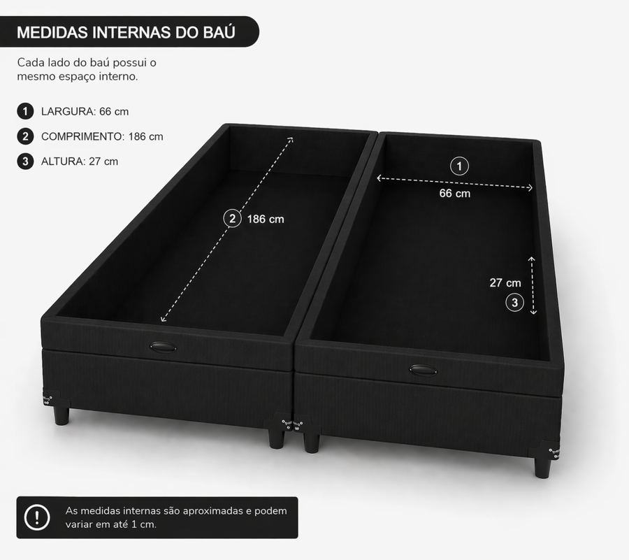 Kit Cama Box Baú + Colchão Mola Bonnel King 1,98m - Preto foto 3