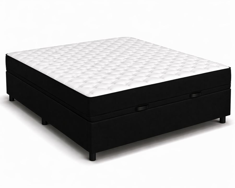 Kit Cama Box Baú + Colchão D33 King 1,98m - Preto