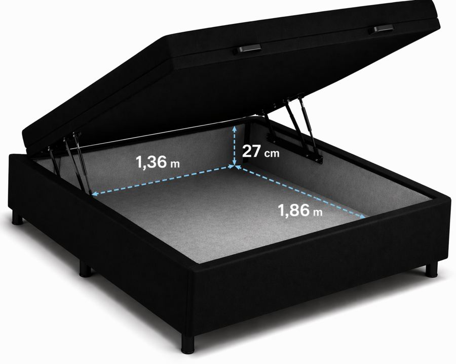 Kit Cama Box Baú + Colchão D45 King 1,98m - Preto foto 2