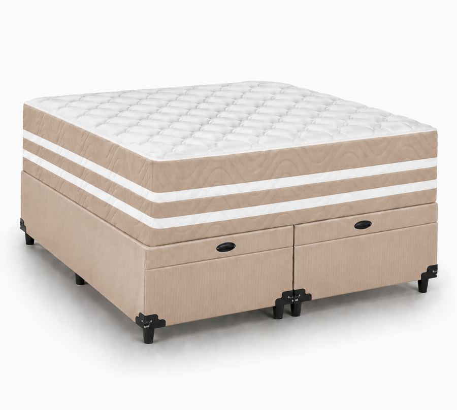 Kit Cama Box Baú + Colchão Mola Ensacada Queen 1,58m - Bege foto 2