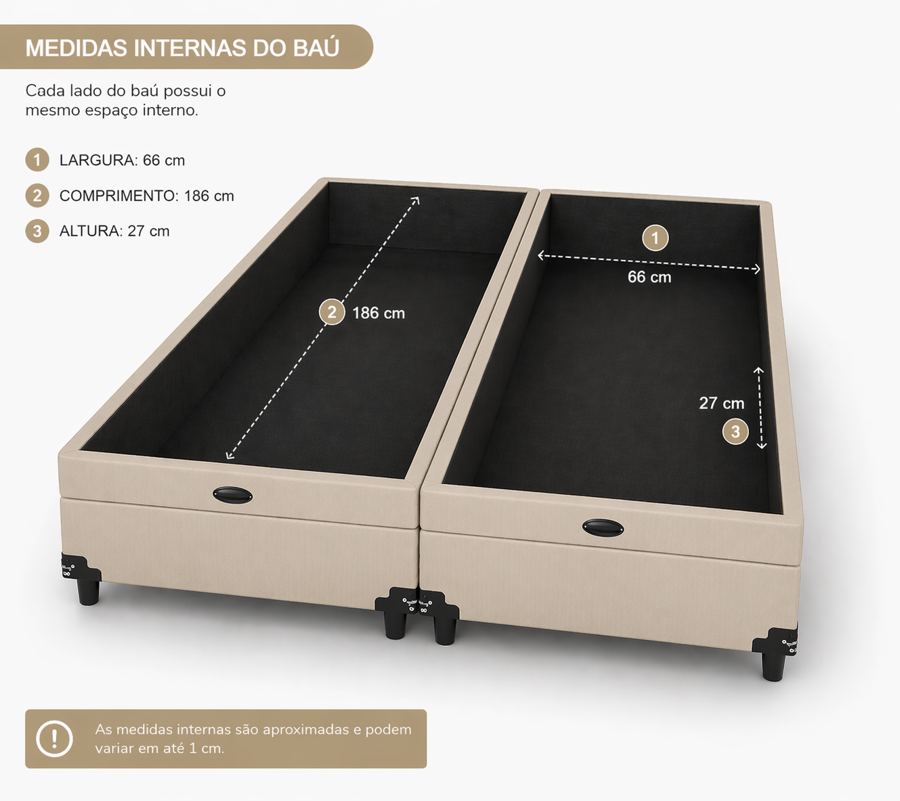 Kit Cama Box Baú + Colchão Mola Ensacada Queen 1,58m - Bege foto 3