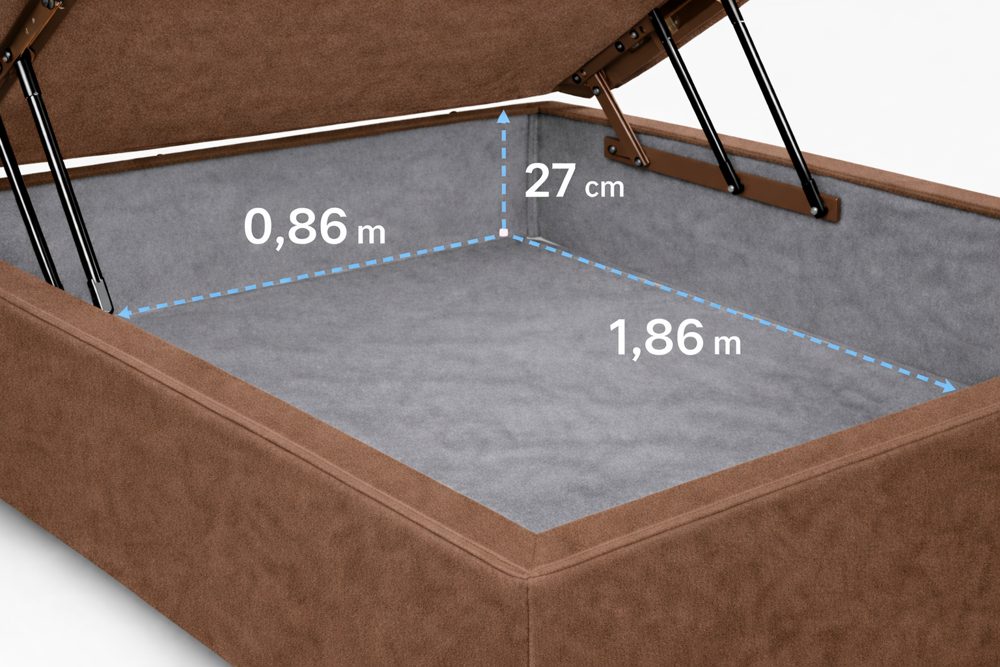 Kit Cama Box Baú + Colchão Mola Ensacada Solteiro 0,88m - Marrom